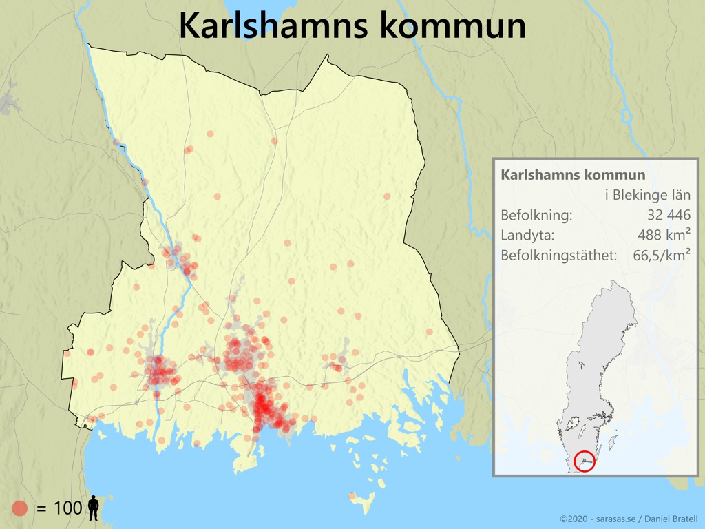 Karlshamns Kommun Karta Ver Befolkningst Thet Sarasas Maps