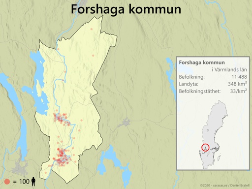 Forshaga Kommun Karta över Befolkningstäthet - Sarasas Maps